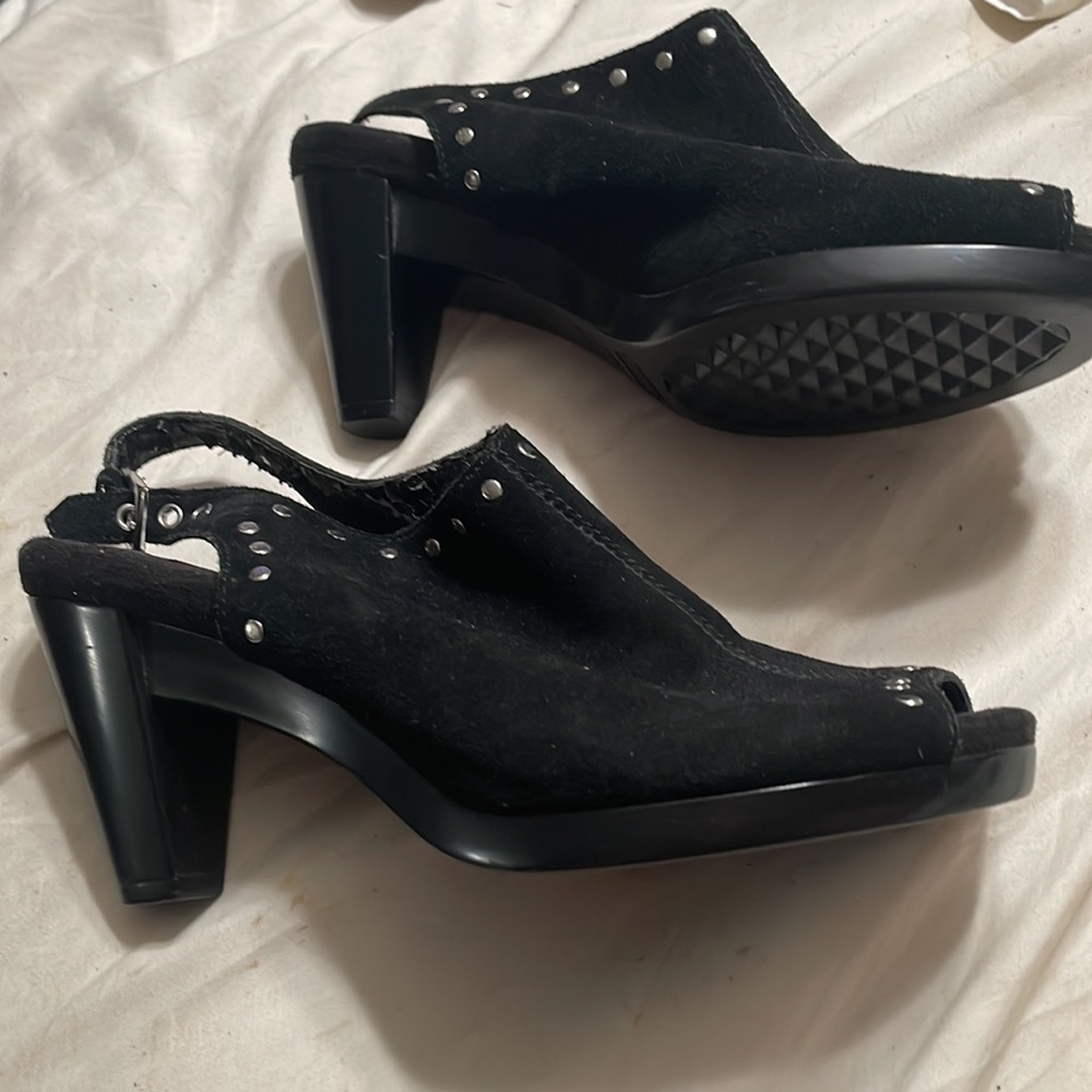Aerosoles Black Suede Open Toe - Picture 2 of 5